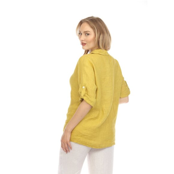 Mustard Button Up Collared Shirt - Picture 10 of 11